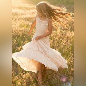 EUC Joyfolie ‘Catrin’ Lace Ruffle Boho Maxi Dress Sz 14